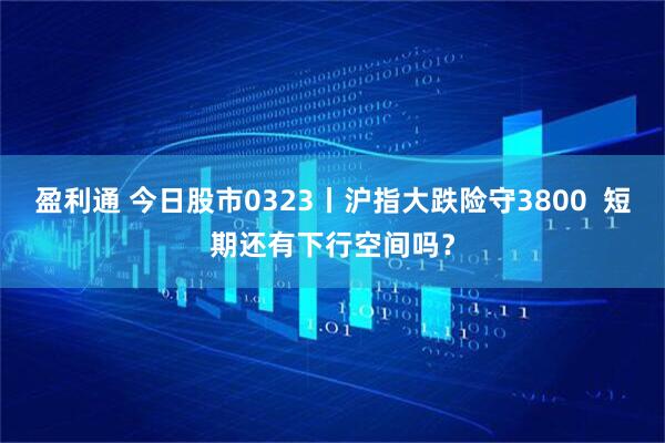 盈利通 今日股市0323丨沪指大跌险守3800  短期还有下行空间吗？